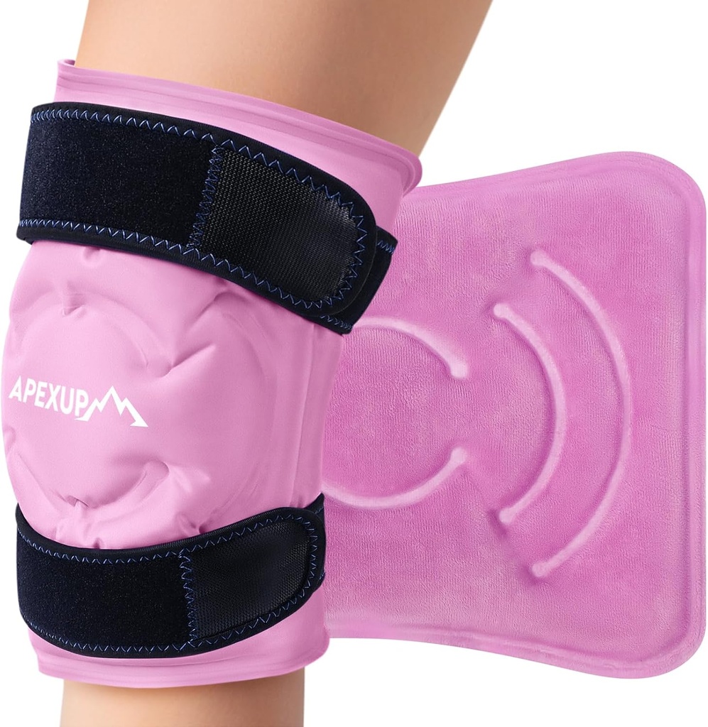 APEXUP Ice Pack til Knee Pain Relief, Stor Genanvendelig Wrap Efter Kirurgi, Fleksibel Gel Cold Pack til Skader, Smerte Relief til Ryg, Skulder, albue, Ankel og Ben (Pink, L, 1PK)