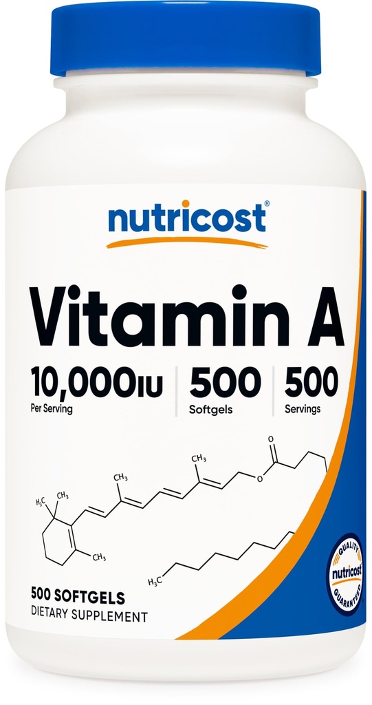 Nutricost vitamin A 10.000 IE, 500 Softgel kapsler