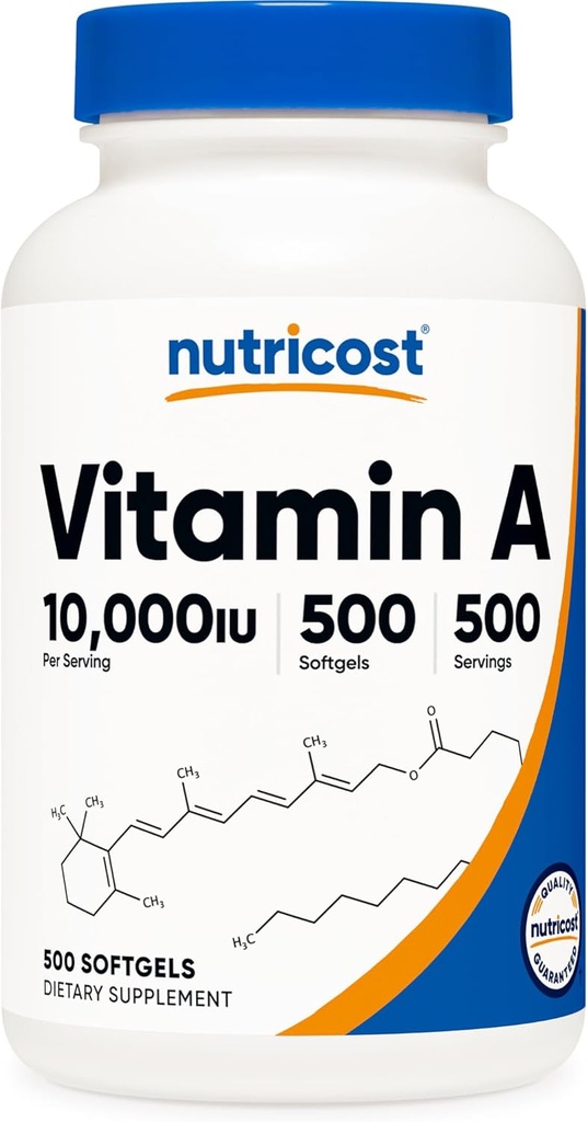 Nutricost vitamin A 10.000 IE, 500 Softgel kapsler