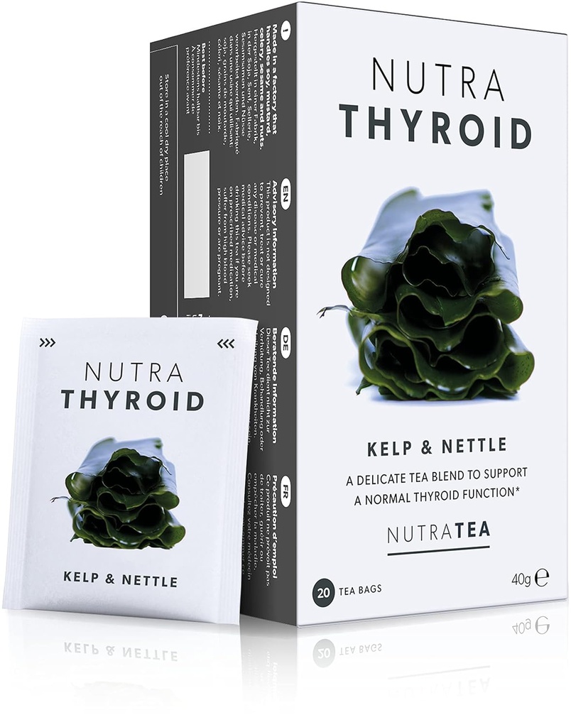 NUTRATHYROID - Thyroid Support Tea Note 124; Thyroid Health Tea - Support Your Metabolisme og Thyroid Funktion - 40 indhyllet Tea Tasker - af Nutra Tea - Urtete - (2 Pack)