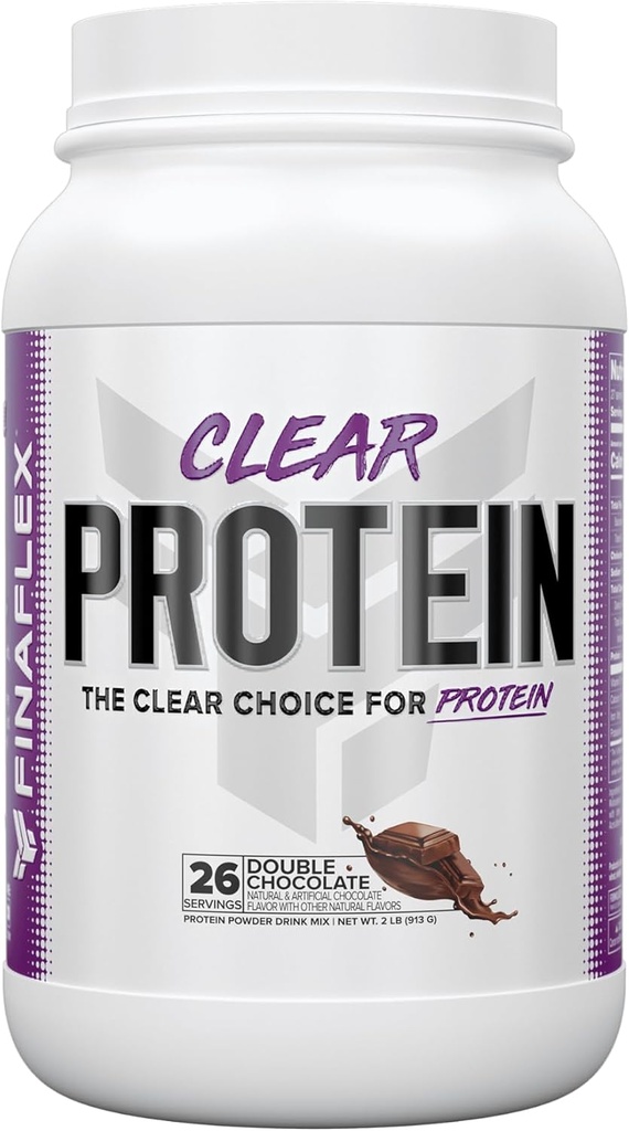 FINAFLEX Clear Protein, Double Chocolate - 2 LB - fremmer Muscular Performance & Growth - Milkshake- Like Smag - Lavcarb, Lavfedt & Gluten Free - 27 Serveringer