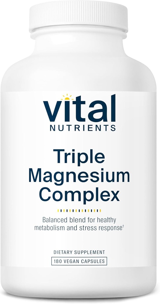 Vital Nutrients Triple Magnesium Complex Supplement- 124; Vegansk Magnesium Glycinat, Malat & Oxide 250mg