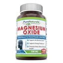 Pure Naturals Magnesium Oxide Supplement: 124; 500 Mg pr Servering: 124; 180 Kapsler: 124; Non- GMO: 124; Gluten- fri: 124; Fremstillet i USA