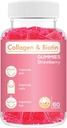 Collagen Biotin Gummies - Understøtter hår, hud & negle hårvækst Anti Aging Care Chewable Gummy Vitaminer, Vegan, non-GMO, Gluten Free, Gelatine Strawberry Flavor 60 Greve, Pink