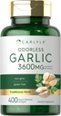 Carlyle Odorless Garlic Softgels 3600 mg | 400 Count | Allium Sativum Bulb | Non GMO, Gluten Free Supplement