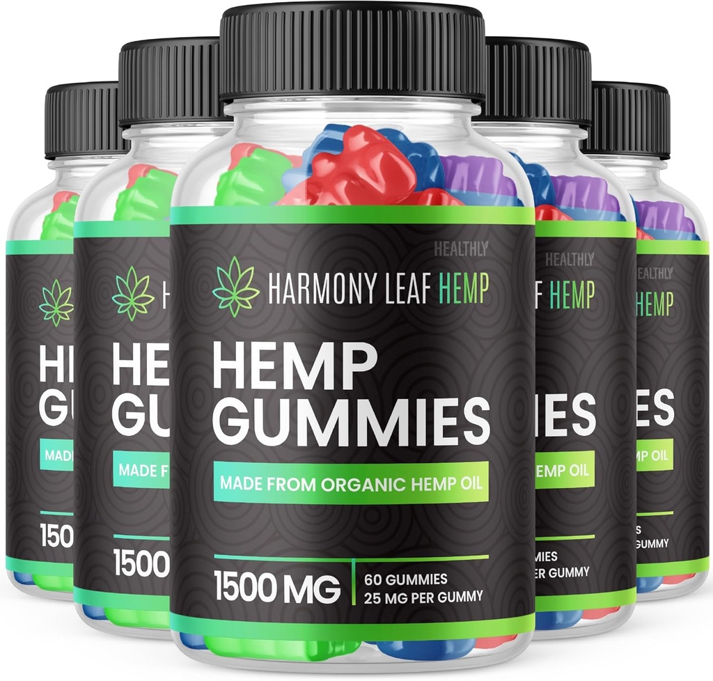(5 Pack) Harmony Leaf Gummies - Harmony Leaf Hamp Gummies Advanced Strength Formel, Harmony Leaf Hamp Gummies Gummies 25mg Per Gummies 1500mg Per Flaske Supplement (300 Gummies)