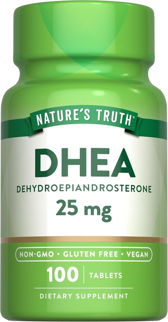 Nature 's Truth DHEA 25mg Tablets against 124; 100 Greve 6.1.124; Vegan, Non- GMO & Gluten Free Supplement