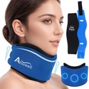 Atsuwell Neck Brace til sovende, Soft Cervical Collar til støtte, justerbar Neck Support Brace med Hot Cold Gel Packs Genbruges til Office Pressure, Træthed, Blå