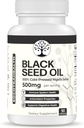 Black Seed Oil - 100% Cold- Pressed Black Cumin Nigella Sativa - Antioxidant, immun og fordøjelsessystem support - non-GMO, Gluten Free - 500 mg per servering - 90 Veganske kapsler