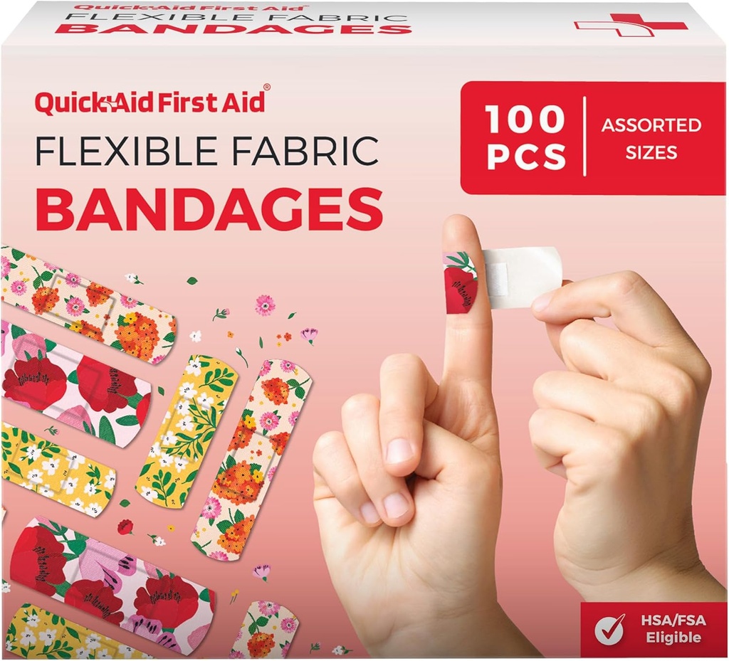Flower Bandages, Bandages Variety Pack 100 Greve, Sjove designs til børn voksne, genert Additive Soft Breathable, Latex Gratis, Brug til Mindre Cuts Scrapes, Førstehjælp forsyninger
