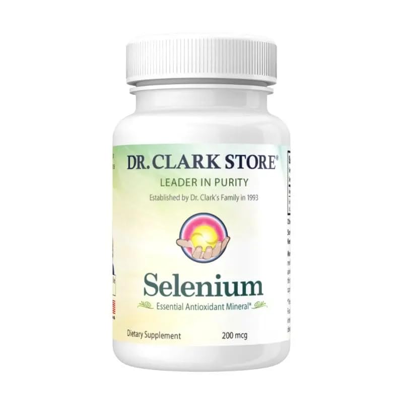 Dr. Clark Selenium Supplement 200 Mcg - Kostkapsler med essentiel mineral - Forbedrer thyreoideafunktion, immunstøtte - 100 kapsler