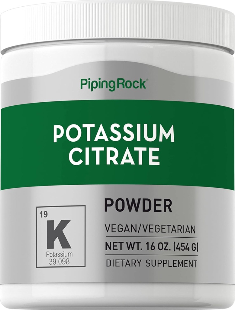 Piping Rock Kalium Citrate Powder Supplement- 124; 1 LB - 124; Unflavored - 124; Vegetar, Vegan, Non- GMO, Gluten Free