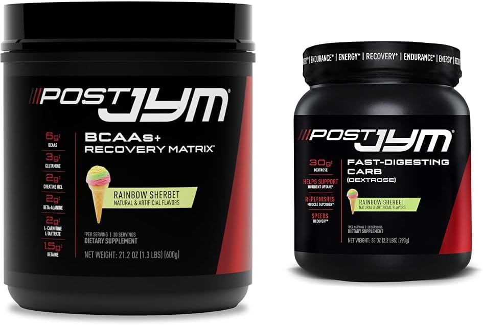 Post JYM Active Matrix Post- Workout BCAA, Glutamin, Creatine HCL & mere Rainbow Sherbet + Fast- Digesting Dextrose Carbs, 30 Servere