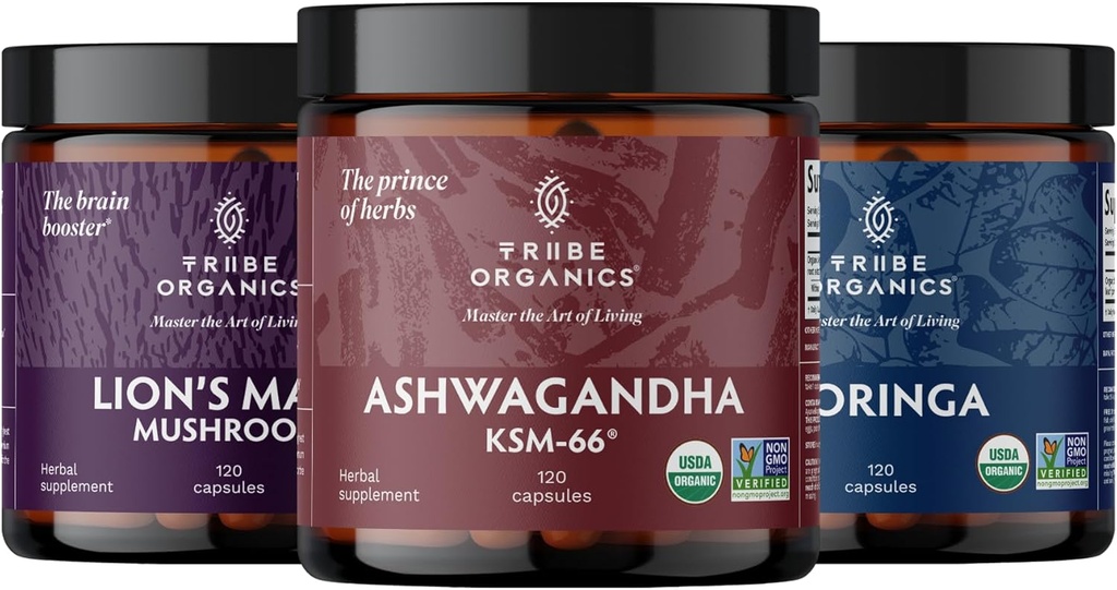 Warrior Trio - KSM- 66 Ashwagandha - Moringa - Lions Mane
