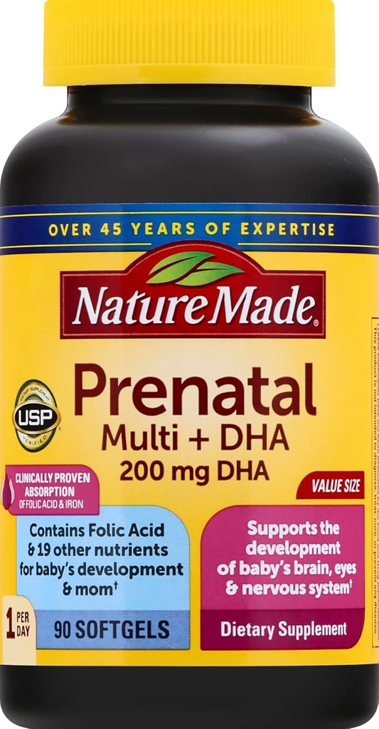 Prenatal Vitamin + DHA Softgel med folinsyre, jod og zink, 90 Tæl