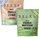 Renude Chaga Matcha og Chagaccino - Chaga Mushroom pulver til kaffe og Matcha, Mushroom drikke mix med adaptogener, Natural Energy and Immune Support, Vegan, Keto - 15 Servere hver