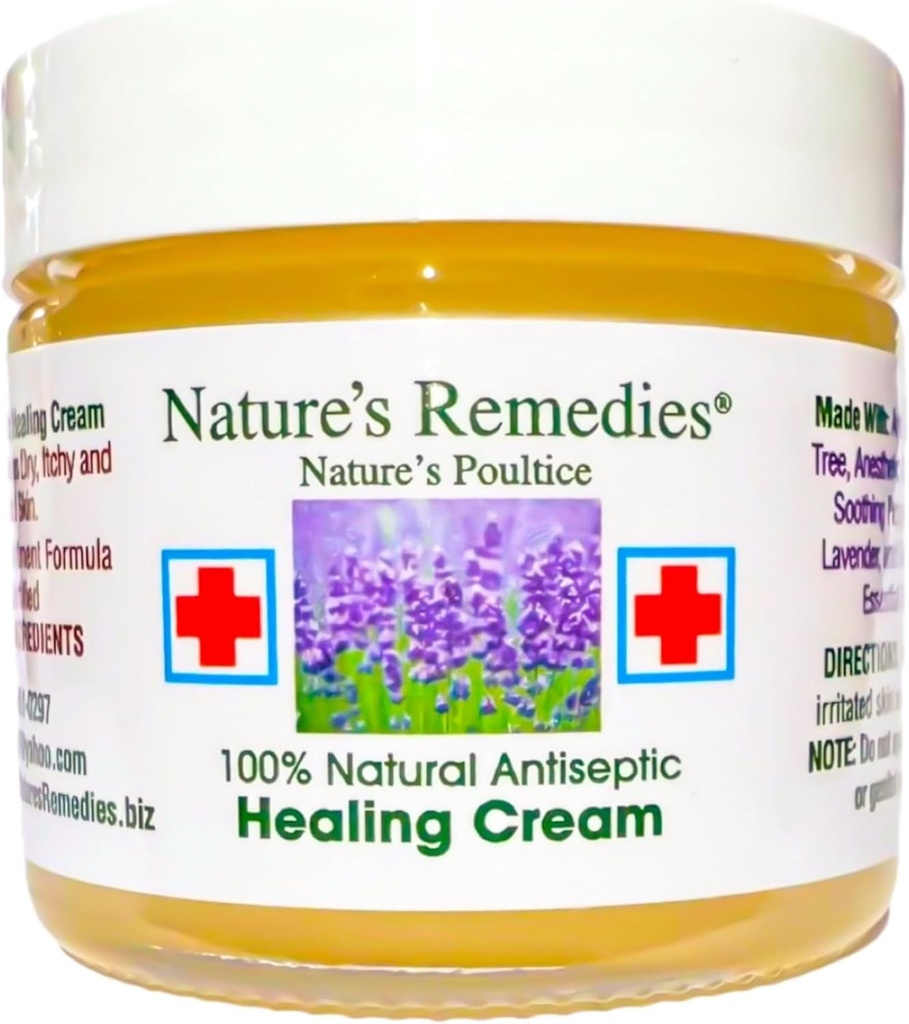 "100% Natural Antiseptisk Healing Cream" heler og lindrer inficerede hud, sengesår, tryksår, sår, smertefulde sår, kløende, skraber, udslæt, cuts, Burns, Poison Ivy, Eczema, Psoriasis 2 oz.