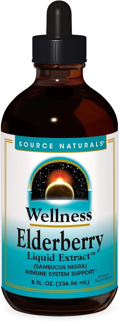Source Naturals Wellness Elderberry Liquid Extract for Immunsystemet Support - Sambucus nigra - 8 Fluid oz