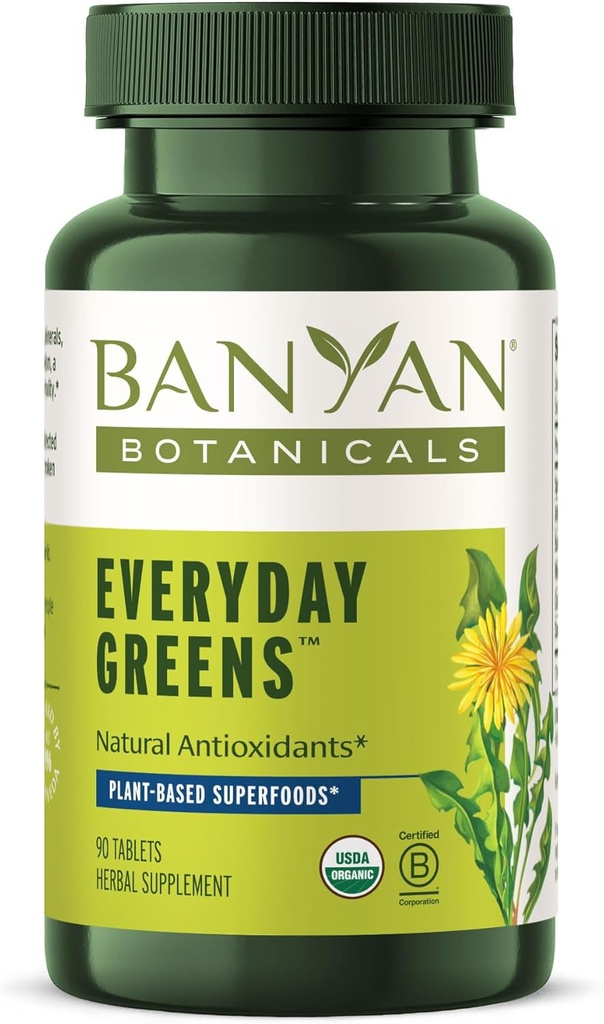 Banyan Botanicals Everyday Green - Organic Superfood Tablets - Natural Source of Vitamin, Minerals & Antioxidants - Understøtter optimal energi og sundhed * - 90 Tablets - Ikke-GMO bæredygtigt sourced Vegan
