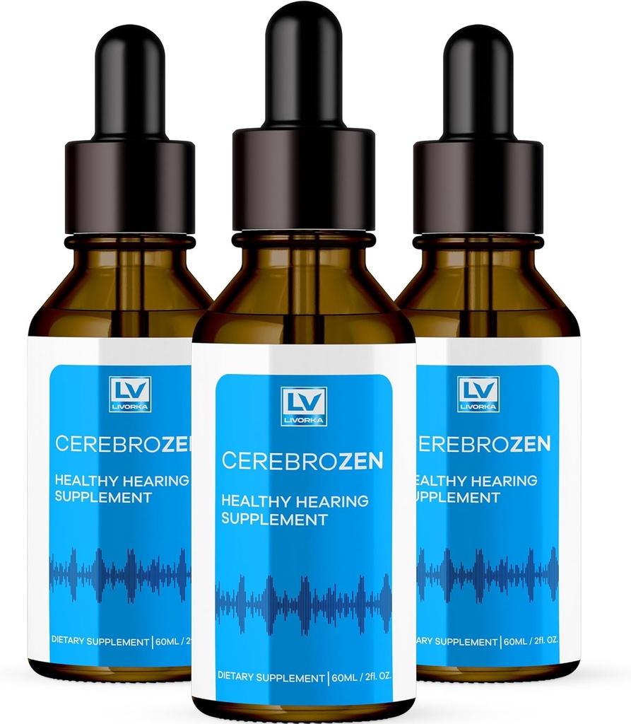 3 Pack - Cerebrozen Ear Drops - Cerebrozen, Cerebrozen 24, Cerebrozen 360 Hørestøtte, Cerebrozen Drops, Cerebrozen Flydende, Cerebrozen Drops til Øre, 3 Flasker til 3 Måneder