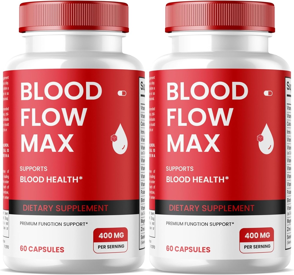Blood Flow Max Kapsler, Blood Flow Max Advanced Formel Blood Support, Maksimal styrke supplement til sund blodcirkulation, Alle naturlige Vitamin piller til Samlet Wellness - 2 Pack
