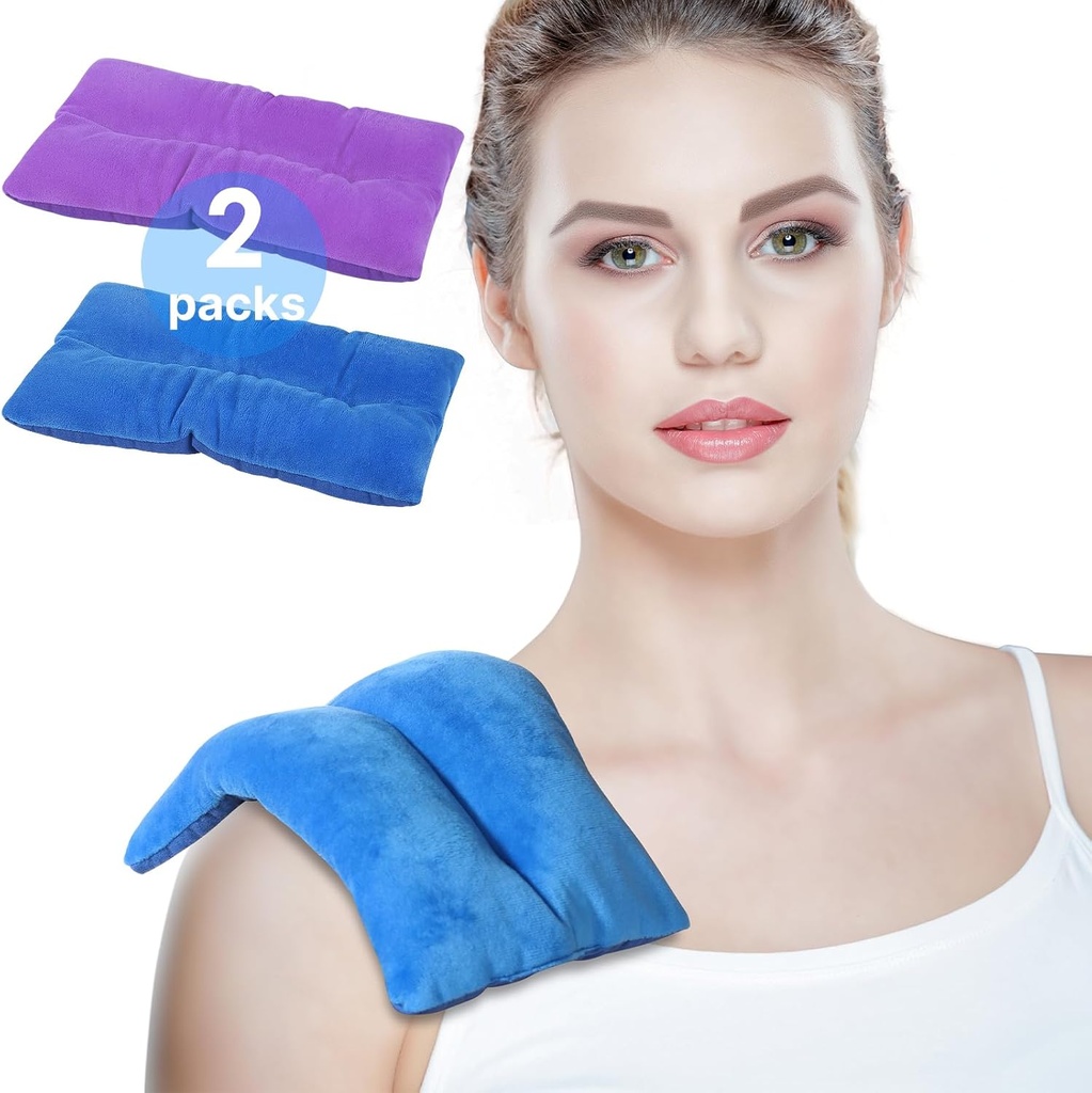Atsuwell Mikrobølgeovn opvarmning Pad for Neck Shoulder, Varme Pad Mikrowavable til varme komprimere, Uduftende mikrowavable varme Pad for kramper, Fugtig varme pakke til beroligende stress, 2 pakker