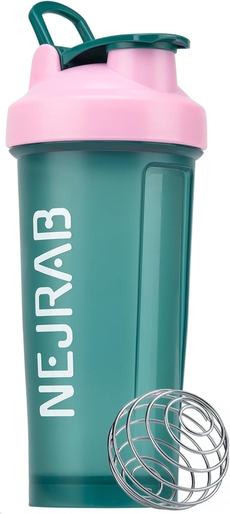 Protein Shaker Bottle - Sports Blender Bottles for Protein Mixes and Shakes - 28 Oz, Leak-Proof, shaker cups for protein shakes, Pre-workout (Green), Medium, NJB 28-Oz