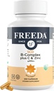 FREEDA Complex B Complex med C-vitamin & zink - SCD Legal Vitamin B Complex (B1, B2, B3, B6, B12) - 250 vegetariske kapsler, egnet til alle herunder SCD Diet followers, Daglig sundhedsstøtte