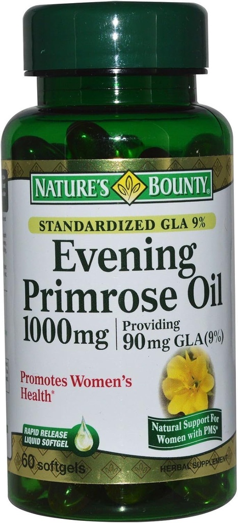 Nature 's Bounty Aften Primrose Oil 1000 mg Softgels 60 ea (pakke med 2)