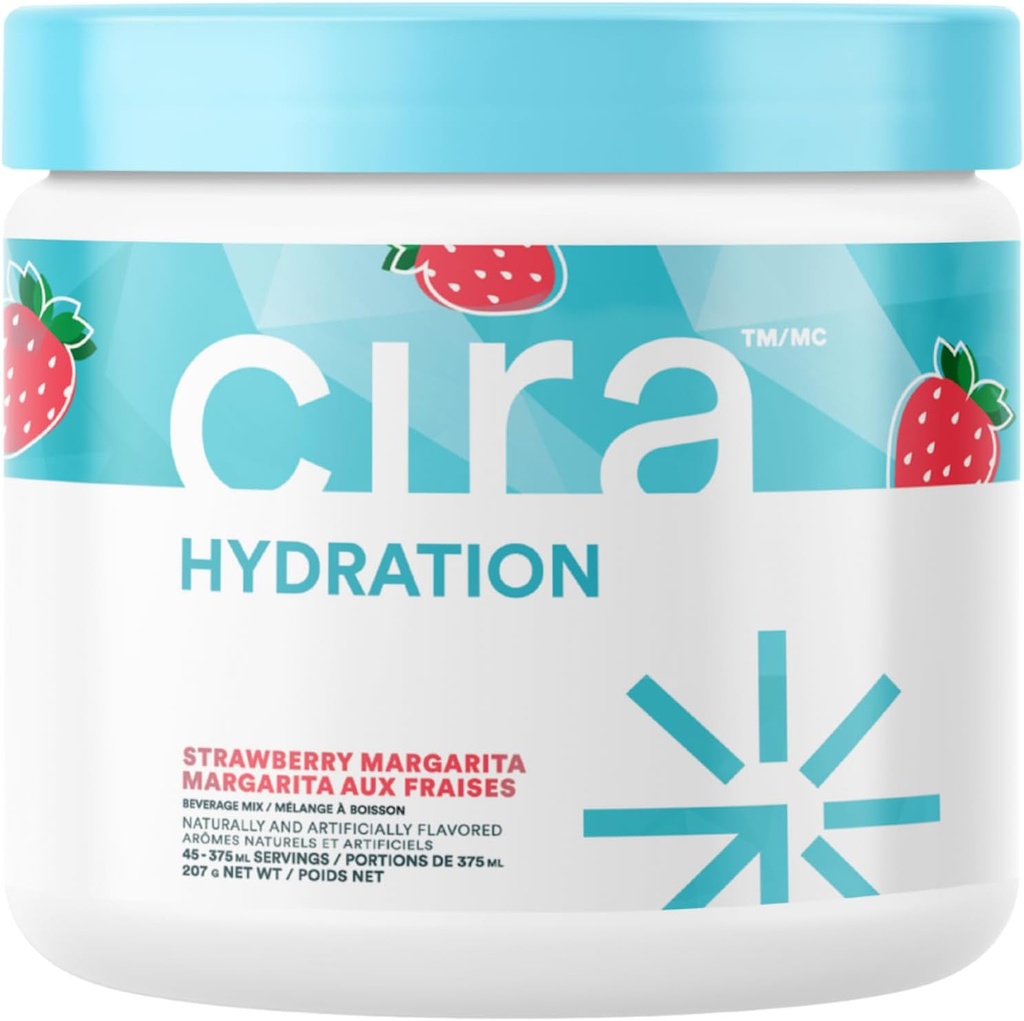Cira hydrering pulver (45 Servere) - Electrolyte Drink Mix med Himalayan salt til dehydrering Relief og inddrivelse - Jordbær Margarita