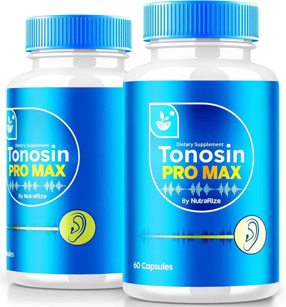 NutraRize (2 Pack) Tonosin Pro Max Kapsler, Official Ear Health Formel, All- Natural supplement til Promote Indre Øre Sundhed, Premium hørelse support, TonosinProMax anmeldelser (120 Kapsler)