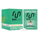 RUN GUM Tropical Boost Energy Chewing Gum 50mg Koffein Taurine & B- Vitamin Per stykke, 24 stykker (pakke med 12) Sukker fri, Zero Calorie, ingen aspartam, og Gluten fri, 1 ea