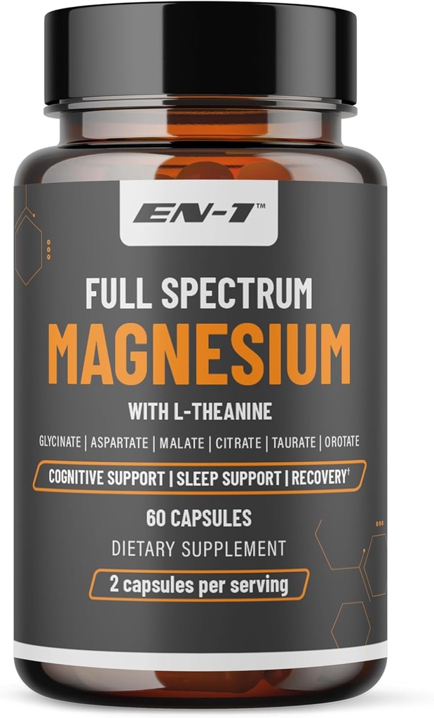 Magnesiumtillæg, Natural Calm Mag w / L Theanin, P5P (B6), Zink, Glycin, 6 Former, L Theanin Supplement