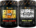 LEONA LION Superhuman Pre Workout Powder & Post Workout Recovery Bundle, Vedvarende energi & Focus + Lean Muscle Growth, Strength & Volume (Hulk Juice & Gainy Smith Apple)