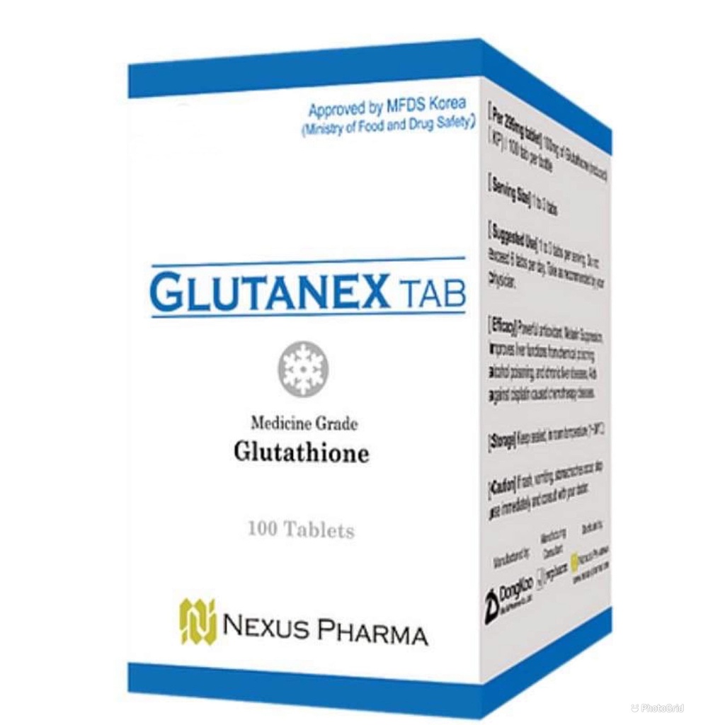 Glutanex Tab Glutathione af Nexus Pharma fremstillet i Korea
