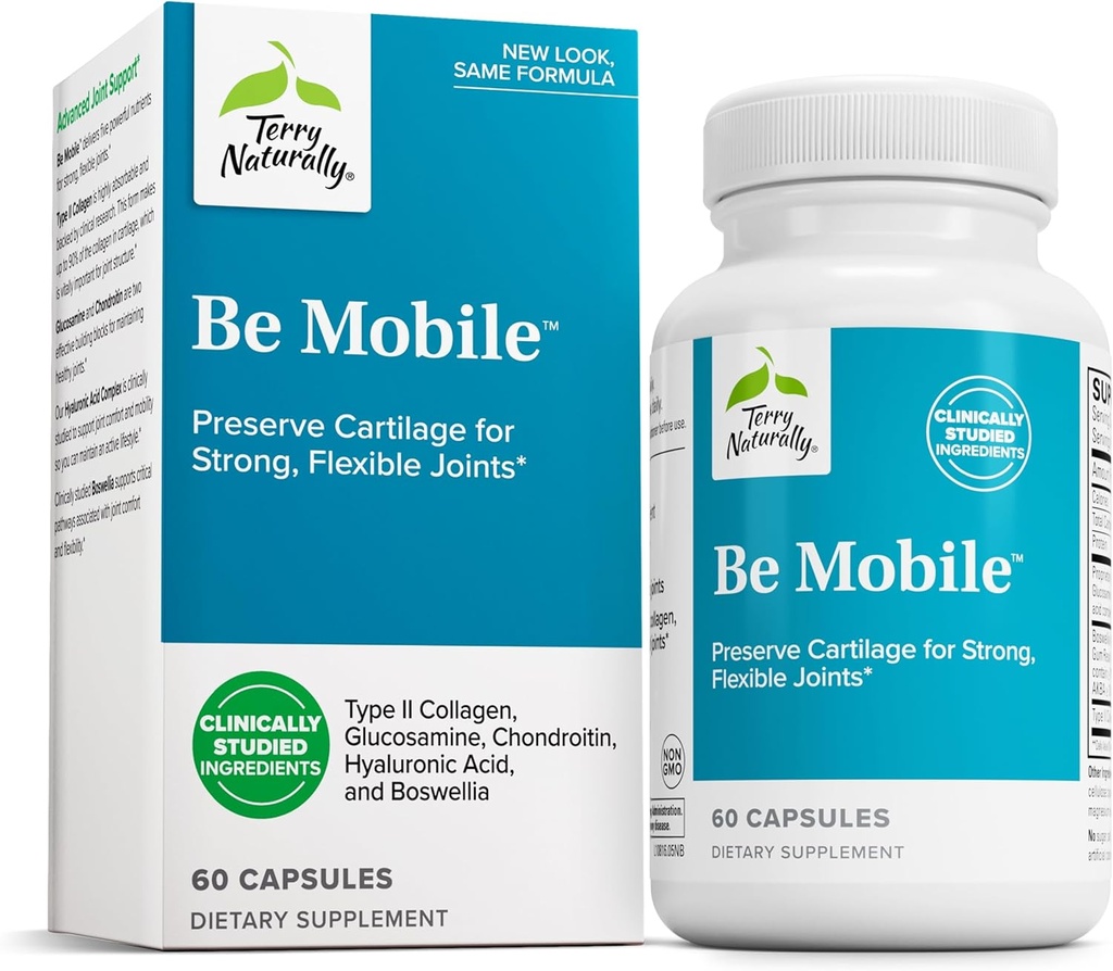Terry naturligt Be Mobile - Collagen supplement til fælles sundhedsstøtte - Kosttilskud med Boswellia Extract & Type II Collagen - Lower Back & Knee Support - 60 kapsler