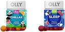 OLLY Kids Chillax Gummies L- Theanin Magnesium Lemon Balm 50 Count & Sleep Gummies 0, 5 mg Melatonin L Theanine Kamille Lemon Balm 50 Count