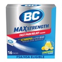 BC MAX Strength Fast Pain Relief Powder, Lemonade Flavor Aspirin 500mg og Acetaminophen 500mg Dissolution Packs, 16 Greve