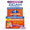 Zicam Cold Remedy Zink RapidMelts, Elderberry Citrus Flavor, Homøopatisk, Cold Shortening Medicine, Shortens Cold Varighed, 25 Greve