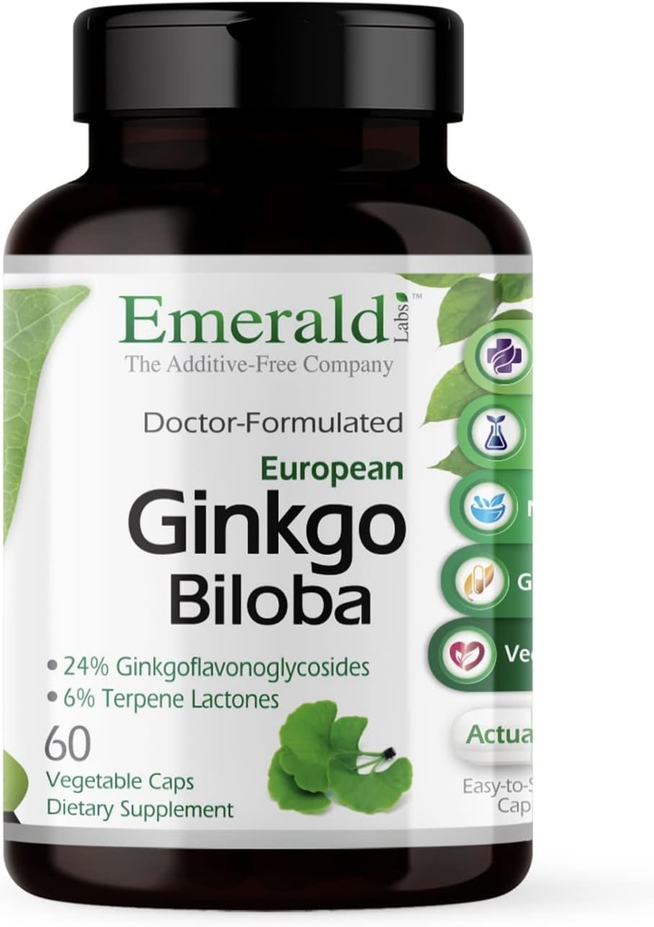 NØDSITUATIONER Ginkgo Biloba Extract - Brain Health Supplement - Tilbud Antioxidant & Energy Support - 60 Vegetabilske kapsler (30-dages levering)