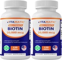 Vitamatisk høj potens Biotin 20000 mcg (20mg) med Keratin 100mg - 120 Vegetariske tabletter - Biotin Kosttilskud til sund hud & negle til voksne (120 Tæl (pakke med 2))