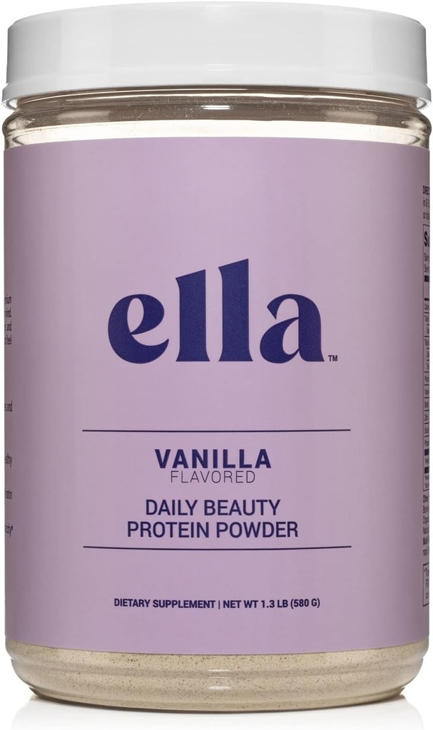 Ella Vanilla Collagen Protein Powder for Women - Daily Beauty Protein Powder with Grass- Fed Collagen Peptider - Non-GMO, Gluten- Free, Ingen kunstige sødestoffer - 20 Servere