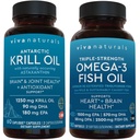 Antarktis Krill Oil og Triple- Strength Omega 3 Fish Oil Bundle, 1250 mg Krill Oil & 2.200 mg Fish Oil Per Servering giver Omega 3 EPA og DHA