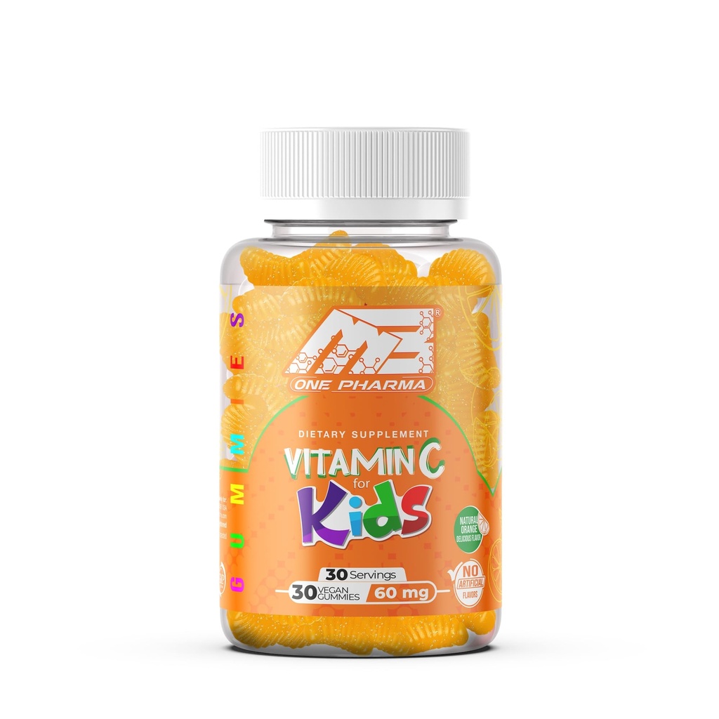 MB One Pharma- Kids Vitamin C Gummies - for immunforsvar - Natural Orange Delicious Flavor (30 dages forsyning) Vegetarisk, Non- GMO, Gluten Free, Ingen kunstige sødestoffer