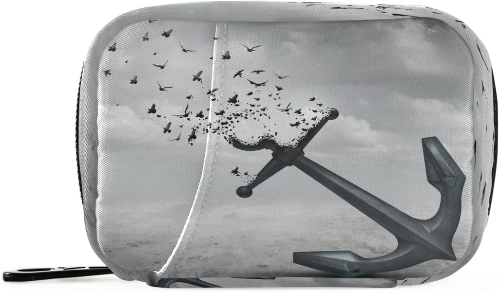 Flyvende fugle Anchor Pill Box 7 Dag Pill sag Rejse Pill Organizer Bag med lynlås Portable ugentlige sag Kompakt størrelse for Vitamin Supplement Holder