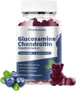 Glucosamin Chondroitin Gummies med MSM & Elderberry Extra Strength - Joint Support, Antioxidant Immunsupport for voksne, Mænd & Kvinder Min, coenzym Q10, DHA- 60 Blueberry Gummies