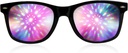 GloFX Black Frame Halo Diffraction Briller - Laser Etched for Halo lyseffekter, holdbart & fleksibel til Raves & Højtider