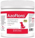 Azoflora Supplement for sunde Nyrer til hunde - Forbedrer nyrefunktionen - Støtte sund urinveje, let at administrere, ingen køling påkrævet, kylling flavor - 90 bløde tygger