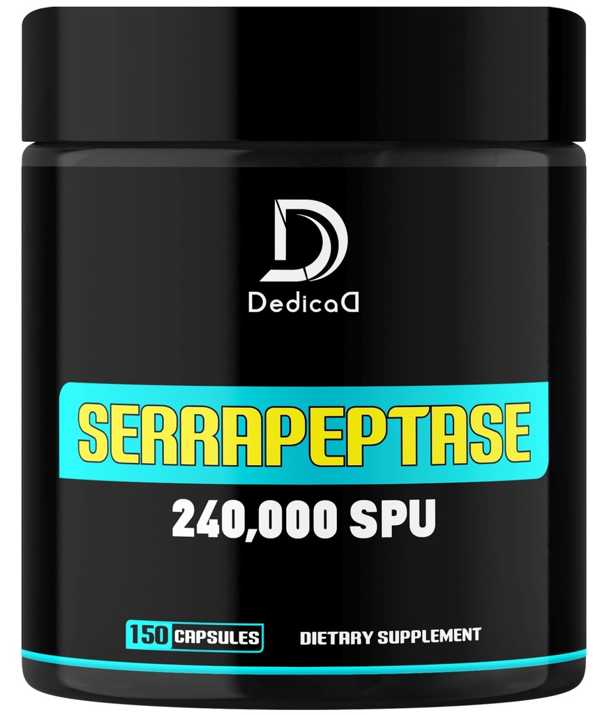 Serrapeptase Supplement 240.000 SPU - 150 kapsler til Glat vejrtrækning, Heart Health & immunsystem support - 75 - Servering Supply