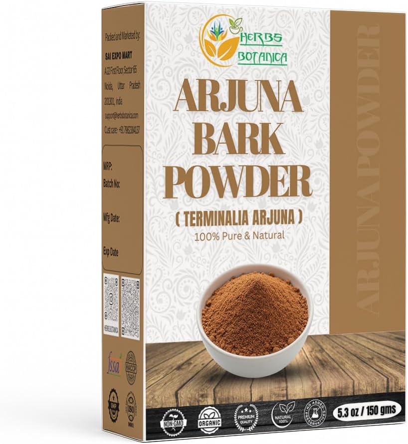 Urter Botanica Arjuna Powder 100% Pure Arjuna Bark Powder (Arjun Ki Chaal) for urtete & Wellness - Finely Ground Tree Bark Powder for DIY Brug - 5.3 oz Pack